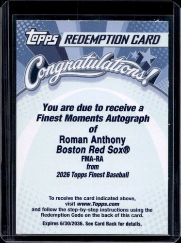 2026 Topps Finest Roman Anthony Red (RAW)