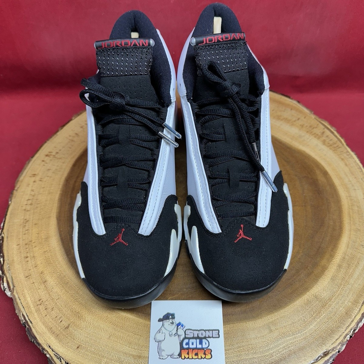 Nike Air Jordan 14 Retro Black Toe 487471-102 Size 8 White XIV XI