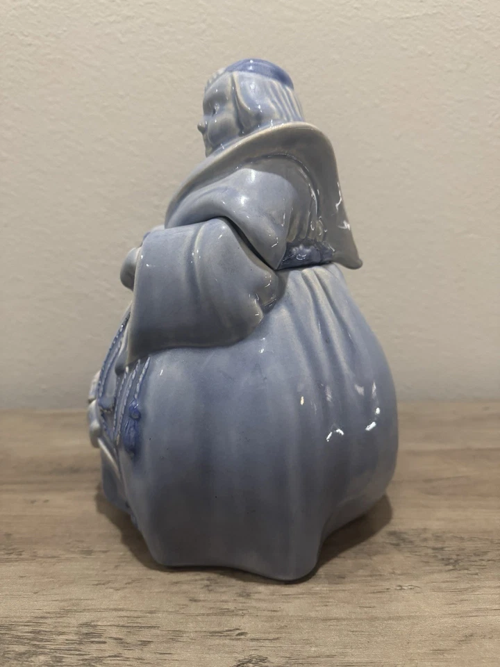 Vintage 1941 Red Wing Pottery BLUE Friar Tuck Cookie Jar "Thou Shalt Not Steal" - Image 2 of 4