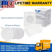 400-2000PCS MCE Membrane Filter Sterile,Black Grid,47 mm,0.45µm,Lab Disc Filter