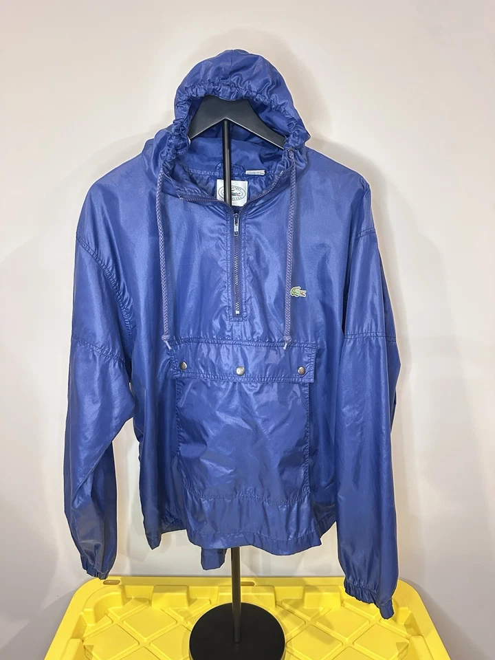 Chaqueta cortavientos vintage años 80 Izod Lacoste Anorak nailon 1/4 cremallera unisex grande Foto 2 de 4