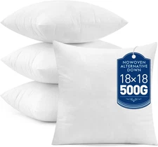 Set of 4 Throw Pillow Inserts 18X18 Inches, 100% Virgin Filling Nowoven Pillow I