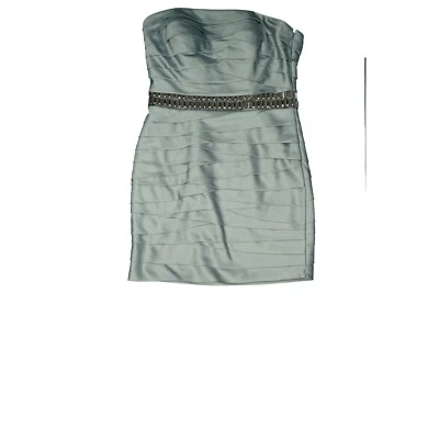 Unique Abend Cocktail Party Brautjungfern Kleid Pencil kurz M 38 Grau Nieten NEU - Bild 1 von 3