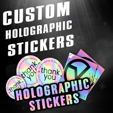50 Custom Logo Stickers Holographic - Your Logo Design Printed Vinyl Stickers