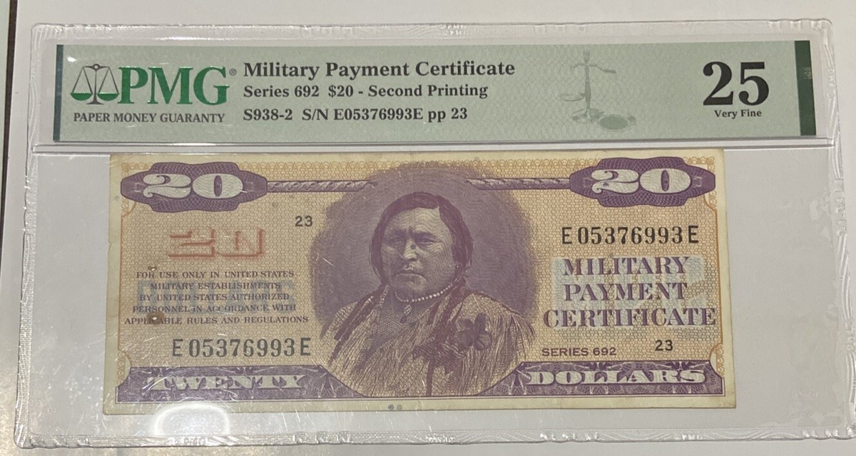 MPC Series 692 $20 Twenty Dollar Military Payment Certificate | eBay