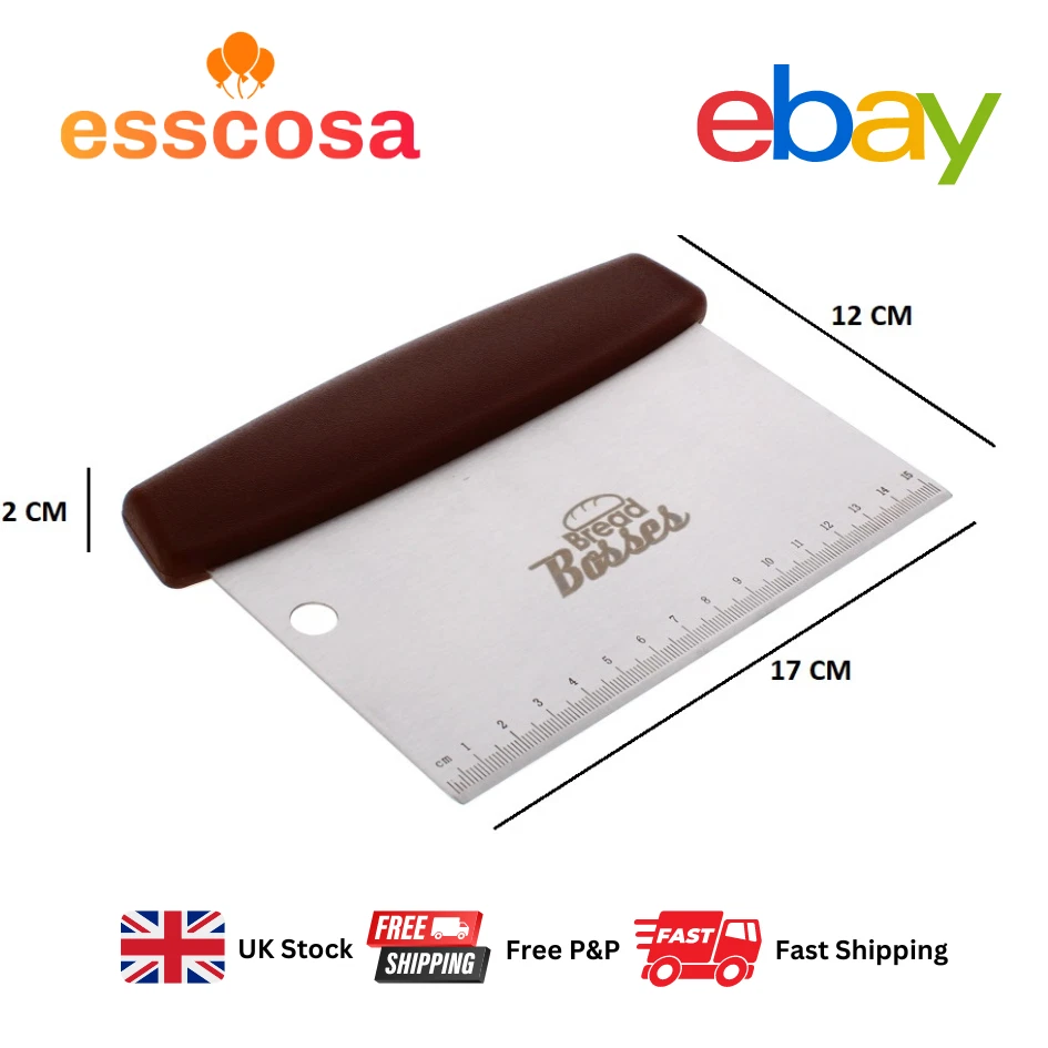 Food Scraper & Cutter with Food Grade Steel Blade and TPR Handle - Dough Tool - Image 3 of 4