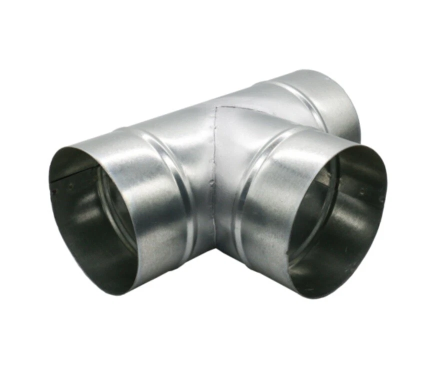 Galvanised Steel T Piece Connector Metal Tee Joint Ventilation Tube Hose Pipe