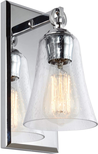 VS24701CH Monterro Glass Wall Sconce Lighting, Chrome, 1-Light (5"W X 11"H) 75Wa