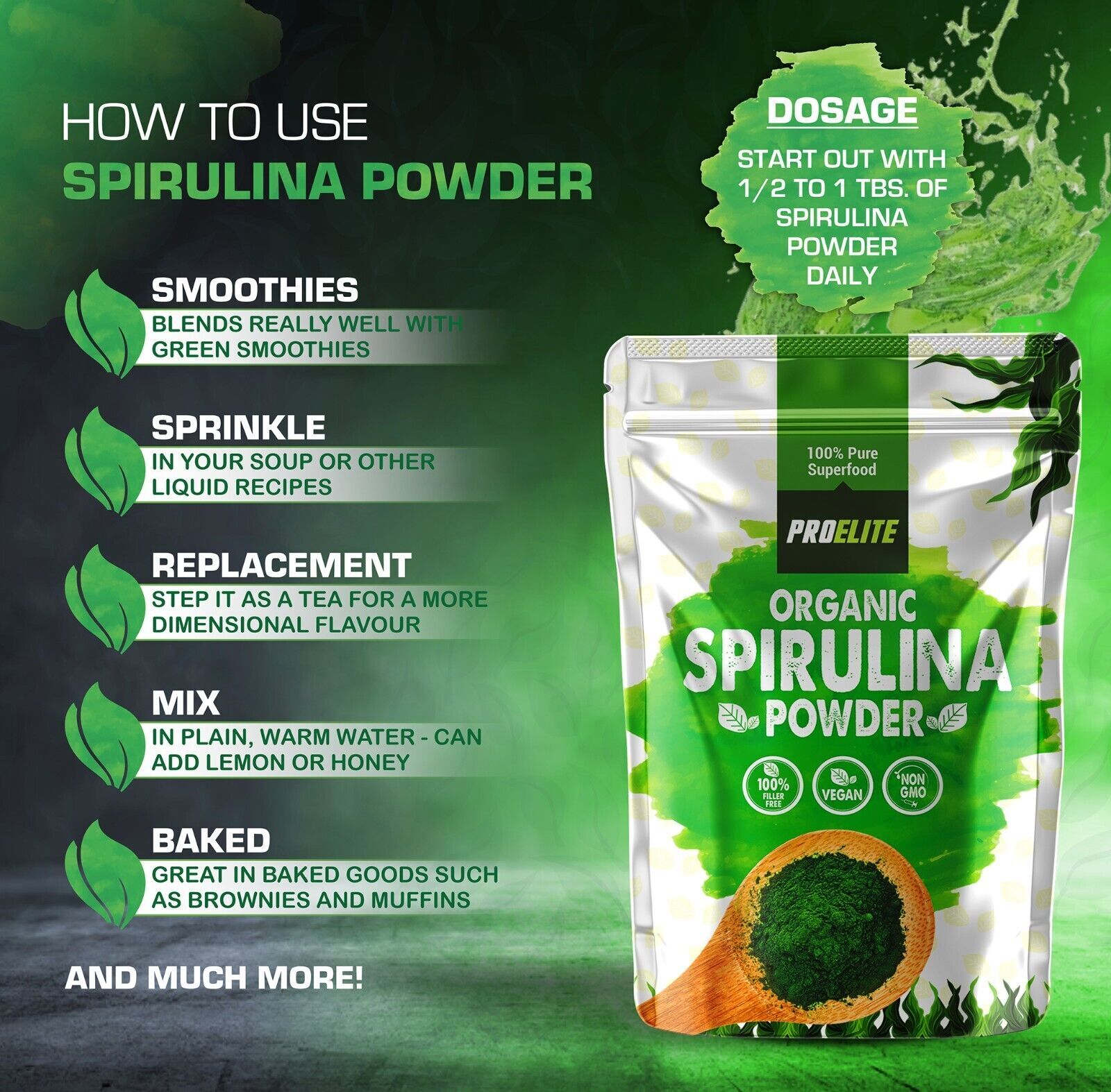 Organic Spirulina Powder Cleanse Detox Energy High In Vitamins Minerals ...