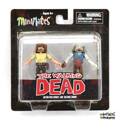 Walking Dead Minimates TRU Toys R Us Wave 7 Mayor Rick Grimes & Balding Zombie