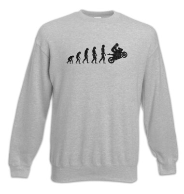 Motorcycle Evolution Sweatshirt Pullover Human Fun Driver Motocross Biker Club