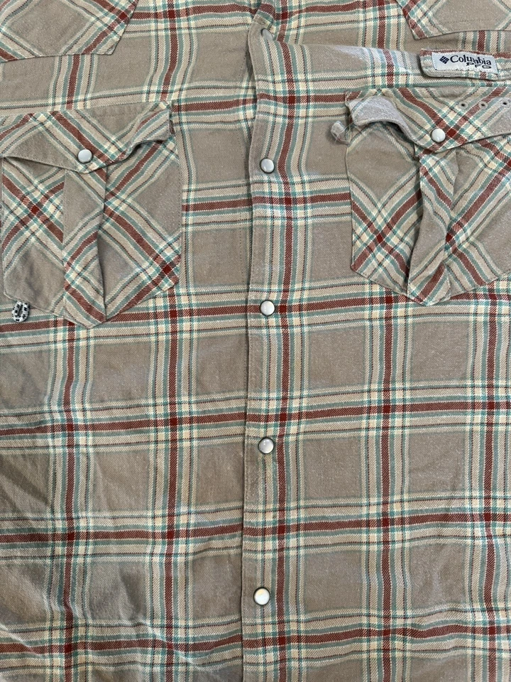 Camisa a Cuadros Columbia Sportswear PFG Perla Broches Ventilados Manga Larga Franela 2XL Foto 3 de 4