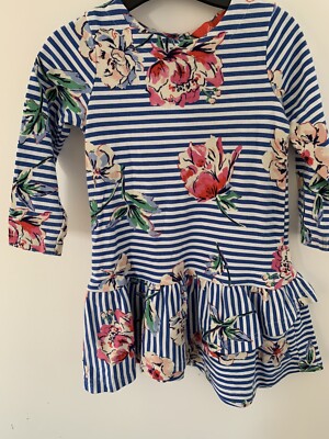 Joules Baby Mädchen blau gestreift Blumen Kleid Alter 1 Jahr/12 Monate sehr guter Zustand
