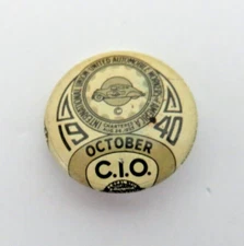 International Union United Automobile Workers of America October 1940 Button