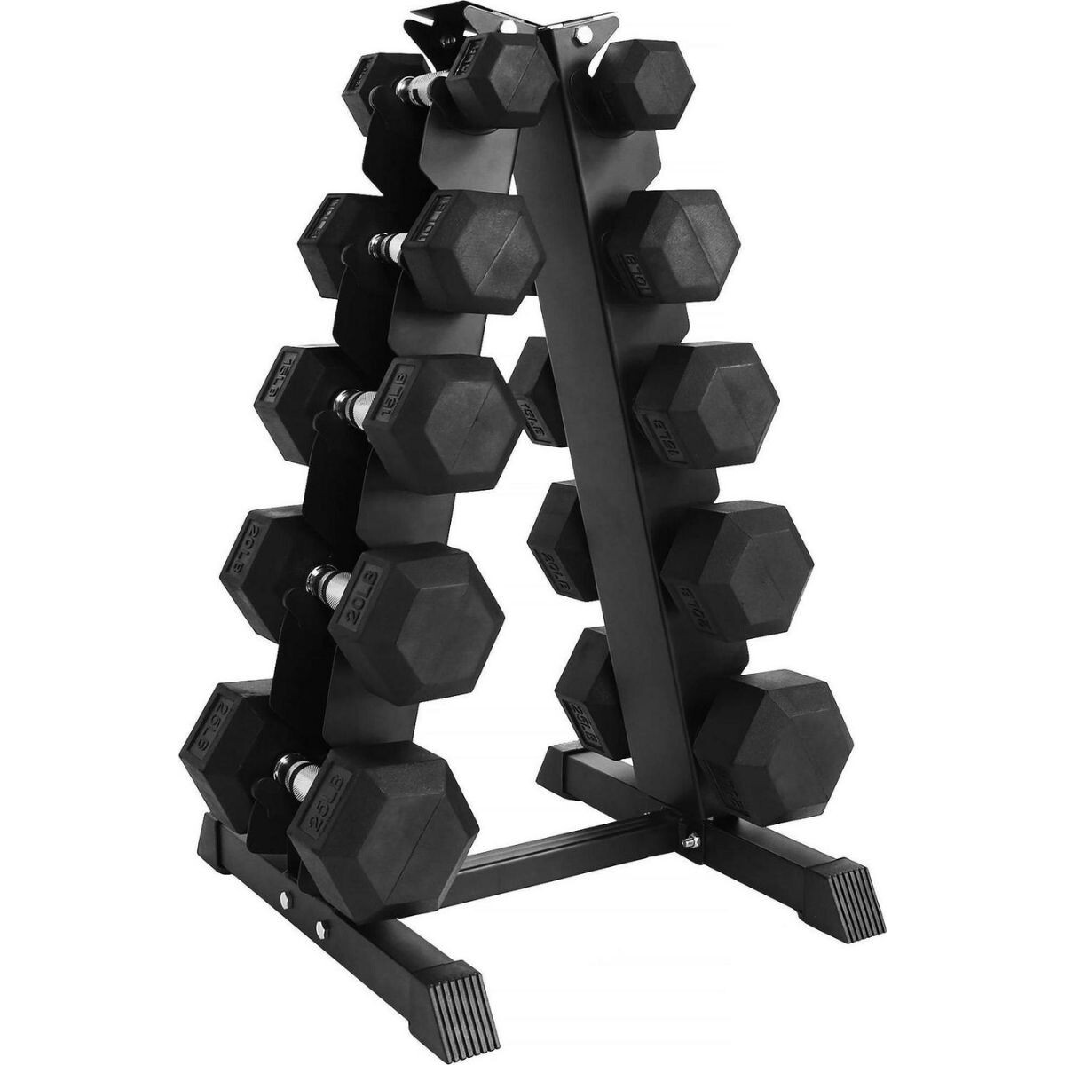 Rubber Coated Hex Dumbbell Pairs Weight Set 100lb-550lb Frame Rack
