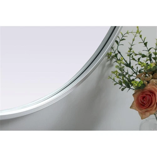 Elegant Decor Asha 30x36" Oval Modern MDF Wood/Iron Mirror in Silver - Picture 7 of 11