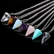 Gemstone Natural Crystal Quartz Healing Point Chakra Stone Pendant Necklace