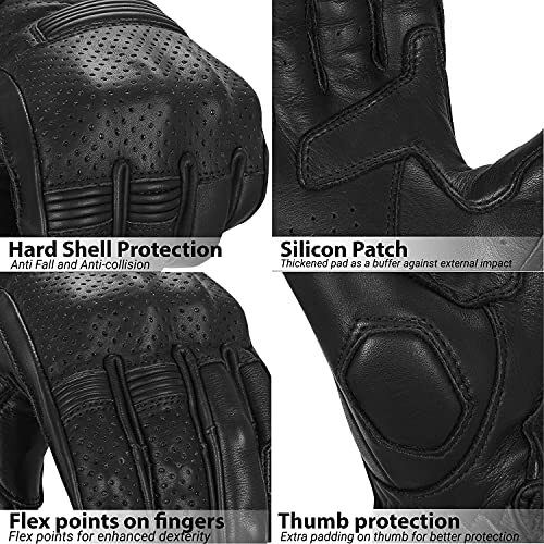 Oro Biker Premium Cowhide Perforated Leather Motorcycle Gloves