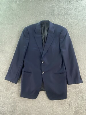 Armani Collezioni Suit Jacket 42 L Blue Wool Birdseye Designer Italy Sport Coat