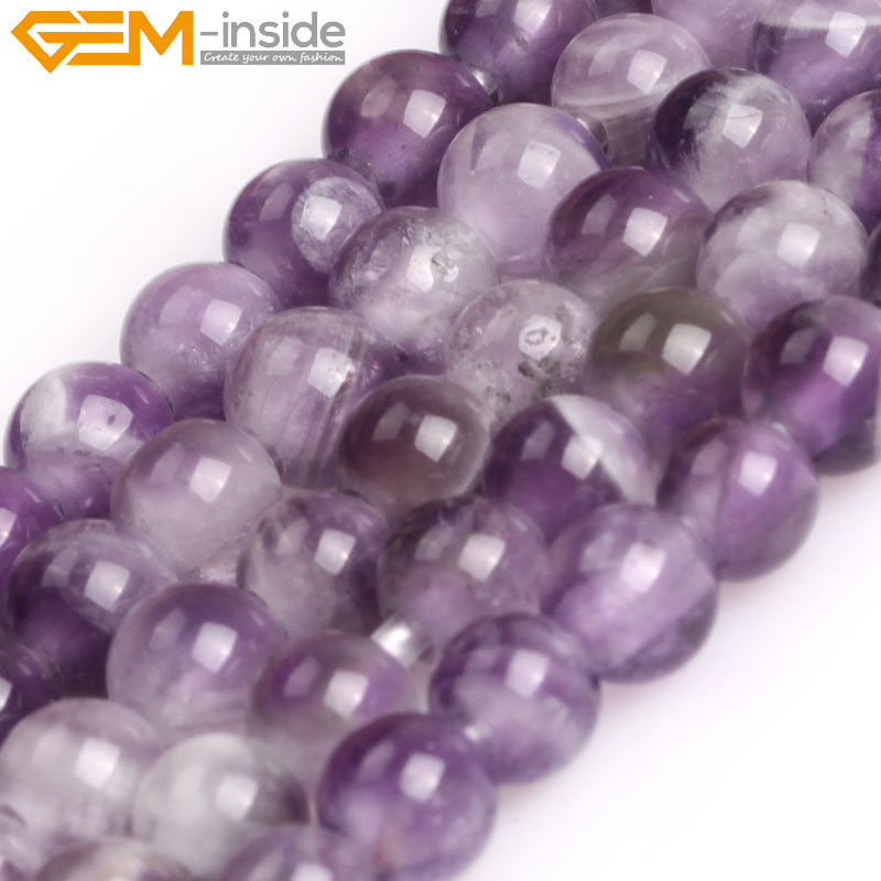 Natural Purple Dream Lace Amethyst Beads For Craft Jewelry Making 15'' Big Hole