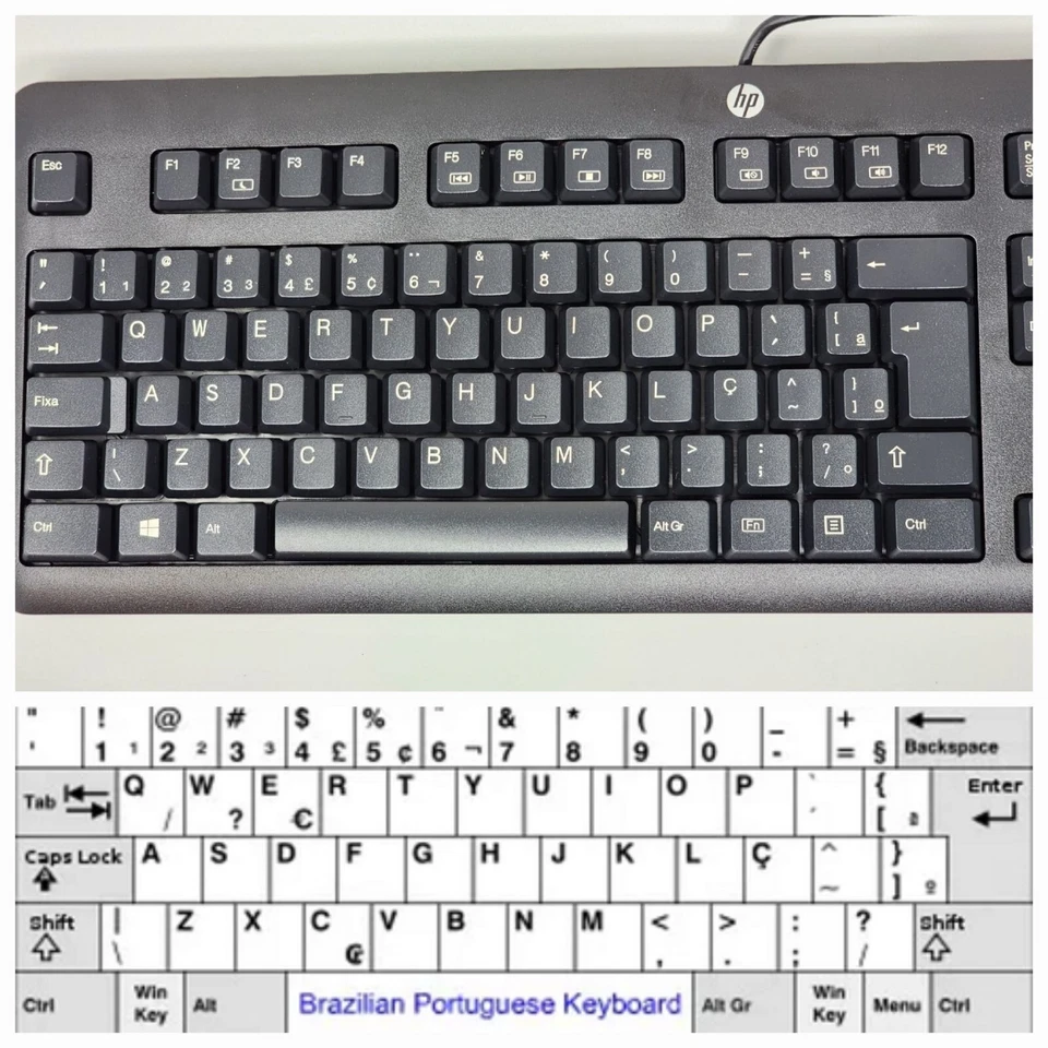 HP Wired USB Portuguese (Brazil) Keyboard w/ Smart Card Reader Model KUS1206 - Image 2 of 4