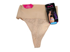 Maidenform Women's Tame Your Tummy Lace Thong Panties 2XL NEW Nude Lace