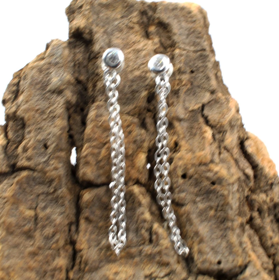 Pendientes de cuarzo de cristal transparente de 3,5 cm de corte redondo de pl... - Imagen 3 de 4