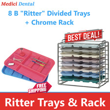 Dental B Set Up Ritter Tray Rack Includes Assorted 8 Size "B" Divided Trays