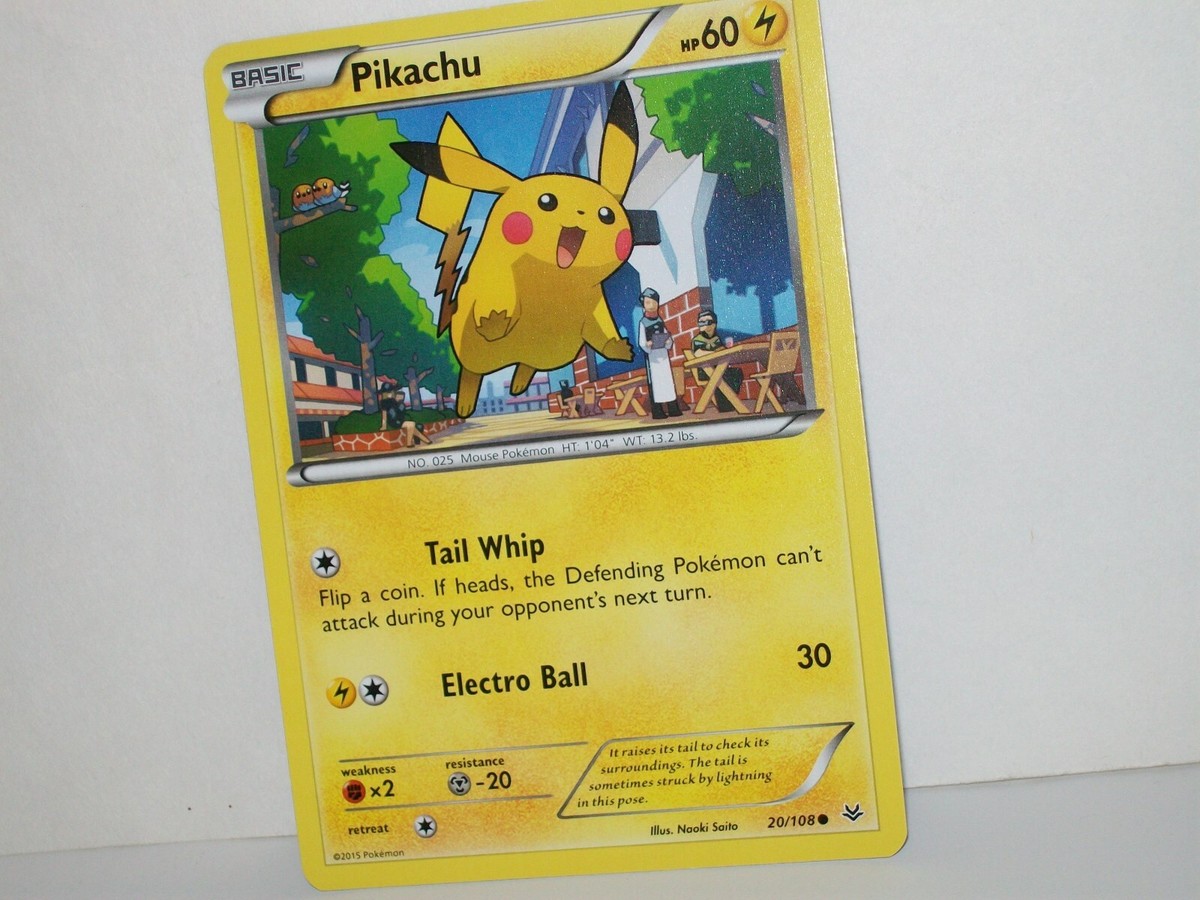 Pikachu 20/108 Pokemon Card XY Roaring Skies Tail Whip Power