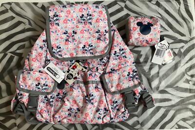 NWT Lesportsac Disney Mickey Minnie Spring Fling VOYAGER Backpack & Cosmetic Bag