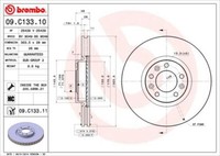 2X Brembo 09.C133.11 Bremsscheibe FüR CitroËN DS Opel Peugeot Toyota Vauxhall