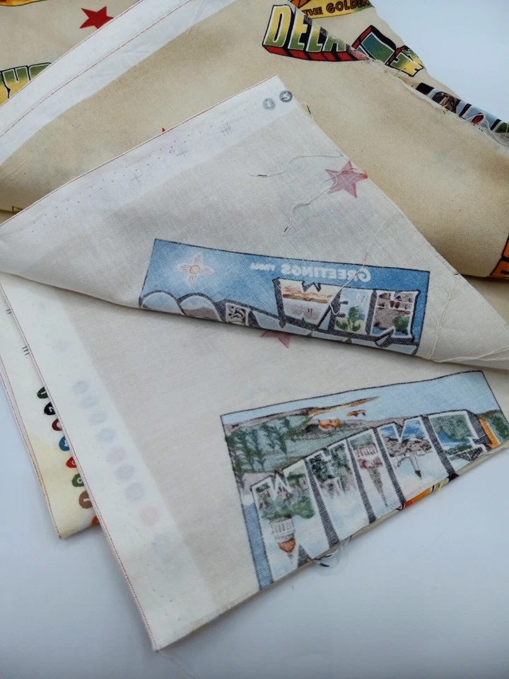 Karen Jarrar Cotton fabric 3.7 Yards 45"X134" States Graphics Yellow/Multicolor - Image 4 of 4