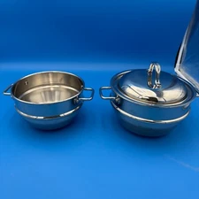 Calphalon A102 & A104 Stainless Steel Windsor Pans w/ Lid USA 2pc Cookware Set