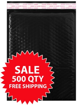 #0 ( 6.5x9 inner) BLACK Poly Bubble Mailer  ( 250 x 2 = 500 QTY) Ships today!