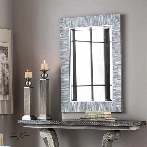 Uttermost Belaya Contemporary Wood Mirror in Blue/Gray/Silver - Picture 3 of 4