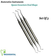 RESTORATIVE Spoon Excavators Set (Smooth Handle) Dental Instruments New
