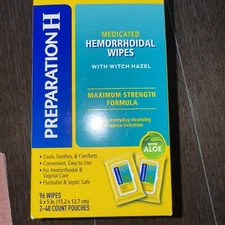 Preparation H Medicated Hemorrhoidal Wipes Witch Hazel 96 Ct Exp 09/2025
