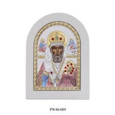 PW40-009 Sankt Nikolaus Ikone Silber 925 er 15×21 cm