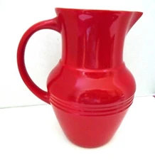 Red Ceramic Water Tea Pitcher 8.75" Tall 64 Oz by Well Equipped Kitchen NEW