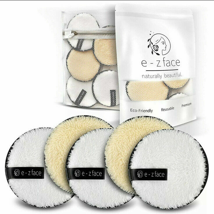NEW E-Z Face Set of 5 Reusable Washable Makeup Remover Pads Two Tone Micro-Fiber