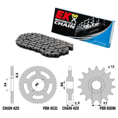 MALAGUTI DRAKON NKD 50 2005-2008 chain sprocket kit 420 PBR EK1166