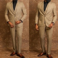 Classic Men Formal Suit Jacket Peak Lapel Regular Fit Party Wedding Business