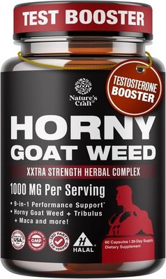 Horny Goat Weed for Men - Extra Strength Male Supplement with Black Maca Root