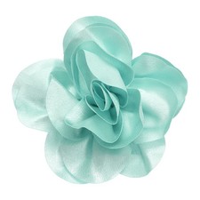 Rose Flower Brooch, 5.9 Inch Handmade Satin Fabric Lapel Pins, Light Green