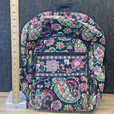 Vera Bradley Petal Paisley Print Travel Bag Womens Large Quilted Campus Backpack