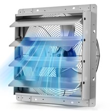 VEVOR 16 Inch Shutter Exhaust Fan Wall Mounted Automatic Louvers Silver Steel