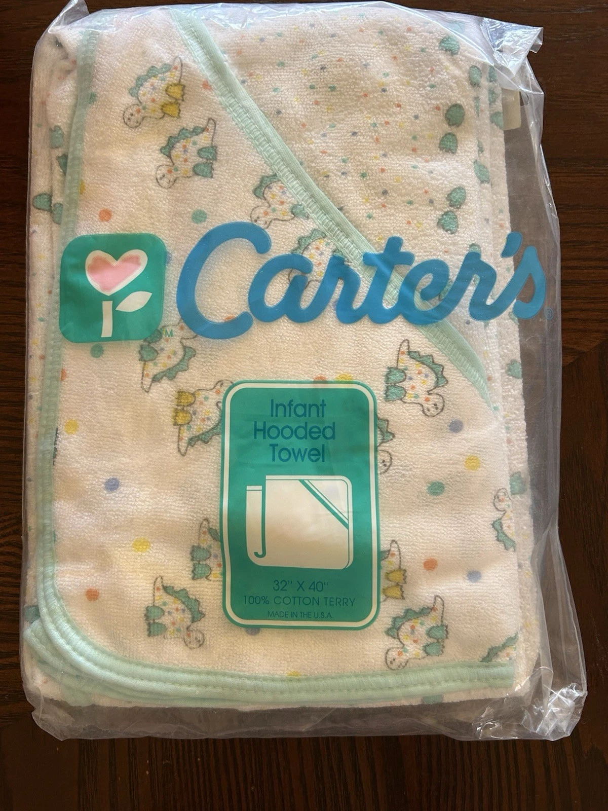 VTG Carter's Infant Hooded Towel Dinosaur Dino Polk A Dot Cotton Terry NOS 32x40
Opens in a new wind