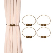 4Pcs Magnetic Curtain Tieback, Weave Curtain Tie Back Decoration, Champagne Gold