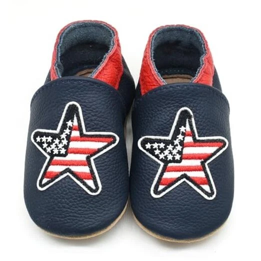 Baby Soft Sole Leather Crib Shoes Infant 0-6 Months Infant American Flag
