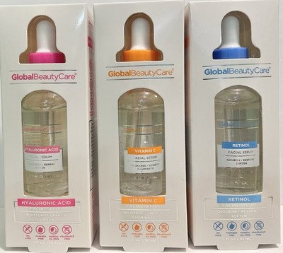 Global Beauty Care - 1 Retinol & 1 Vit C Serums & 1 Hyaluronic Acid 1fl Oz NEW